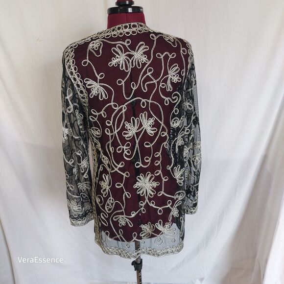 Victor Costa Occasion Vintage Eveningwear Jacket Topper Large Soutache Black - Picture 12 of 13